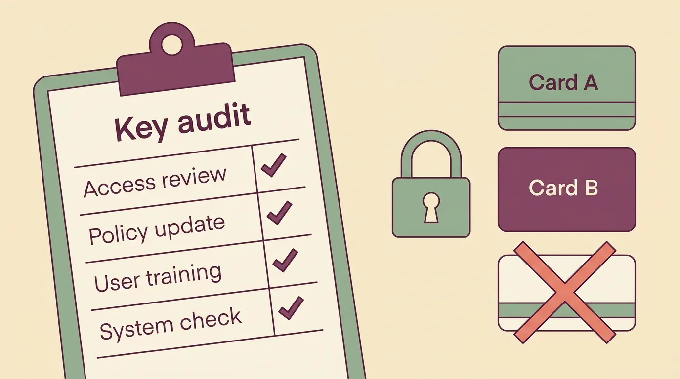 Checklist illustration of a quarterly broker API key audit